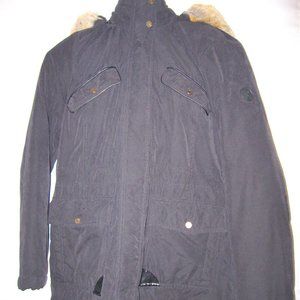 Lauren Ralph Lauren Women's Faux Fur Trim Hooded Insulated Coat Quilted Sz Med